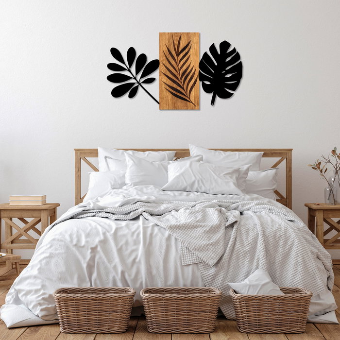 Wallity Leaves 3 Escultura de Pared de Madera y Metal en Nogal y Negro Wallity Leaves 3 Escultura de Pared de Madera y Metal en Nogal y Negro
